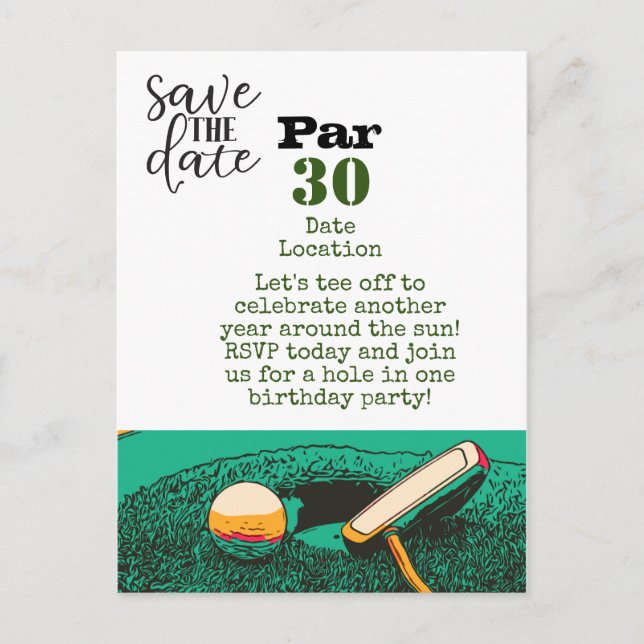 Postale Golf 30e fête d'anniversaire enregistrer la carte  (Devant)
