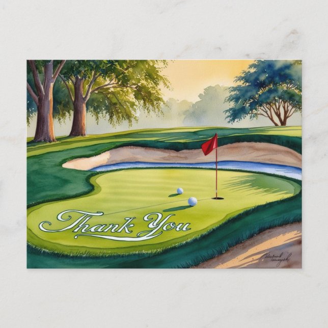 Postale Golf Carte de remerciements couleur aquarelle (Devant)