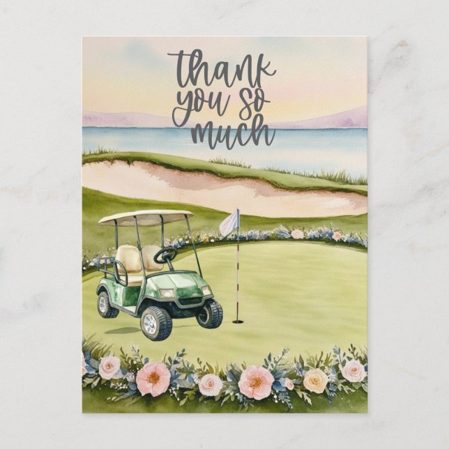 Postale Golf carte de remerciements terrain d'aquarelle (Devant)