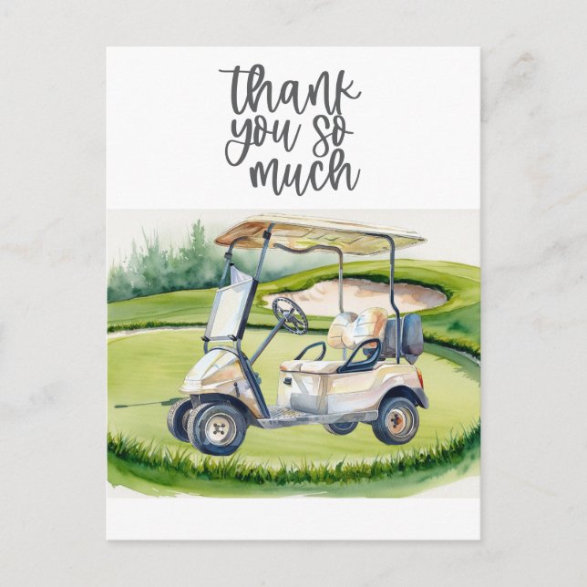 Postale Golf carte de remerciements terrain d'aquarelle (Devant)