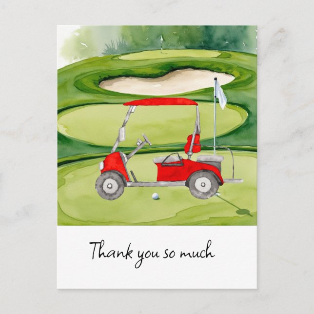Postale Golf carte de remerciements terrain d'aquarelle (Devant)