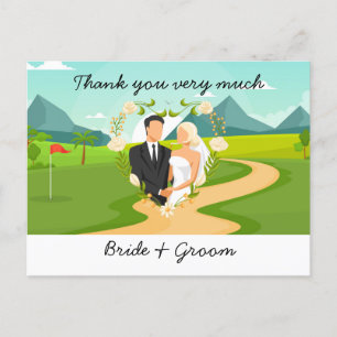 Postale Golf Mariage Carte de remerciements pour l'aquarel