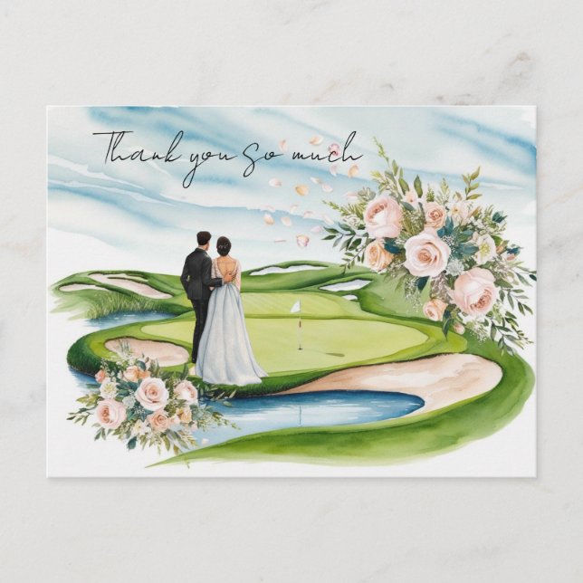 Postale Golf mariage terrain de golf carte de remerciement (Devant)