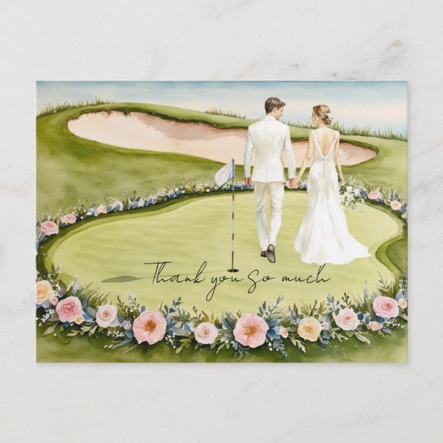 Postale Golf mariage terrain de golf carte de remerciement (Devant)