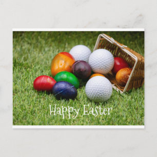 Postale Golf Pâques au golfeur avec oeufs & Golf Carte