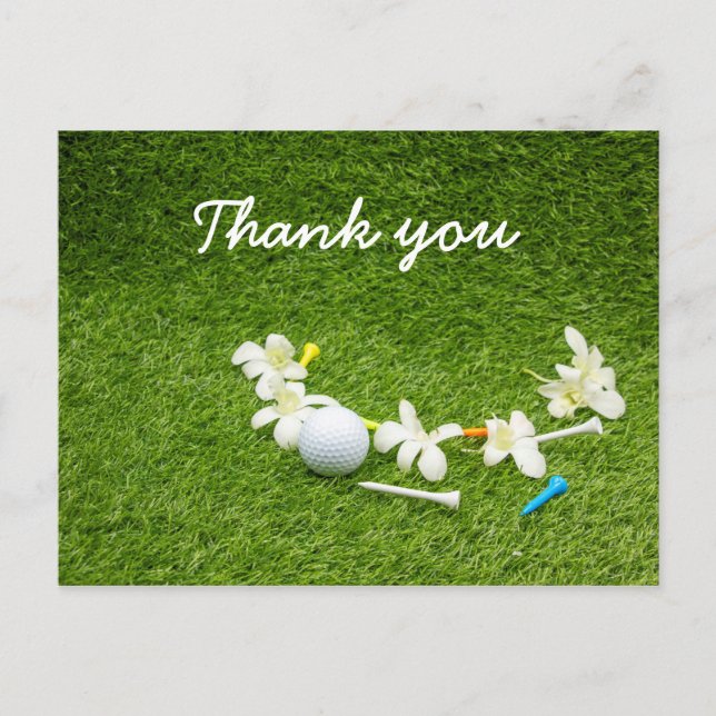 Postale golfeur carte de remerciements avec balle de golf  (Devant)