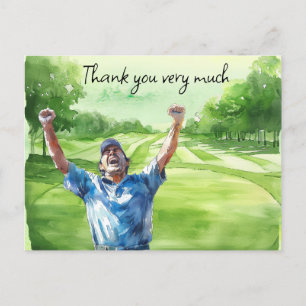 Postale Golfeur en terrain de golf aquarelle carte de reme