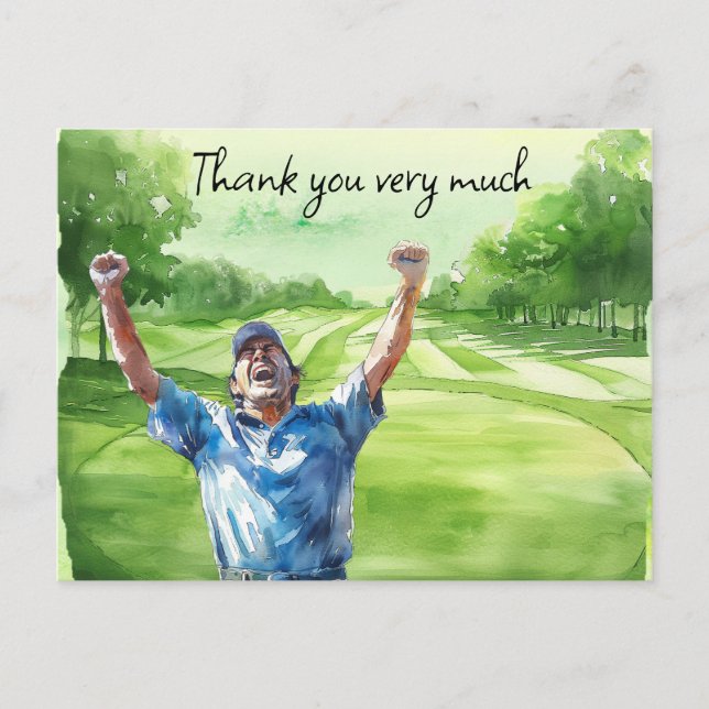 Postale Golfeur en terrain de golf aquarelle carte de reme (Devant)