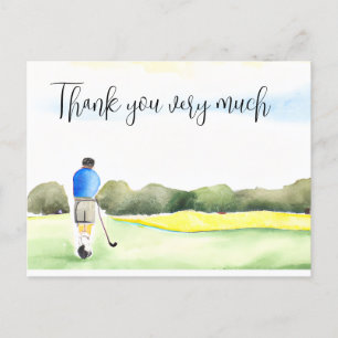 Postale Golfeur en terrain de golf aquarelle carte de reme