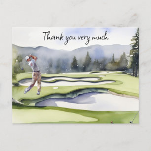 Postale Golfeur en terrain de golf aquarelle carte de reme