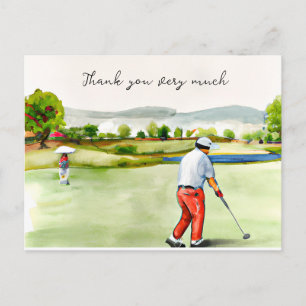 Postale Golfeur en terrain de golf aquarelle carte de reme