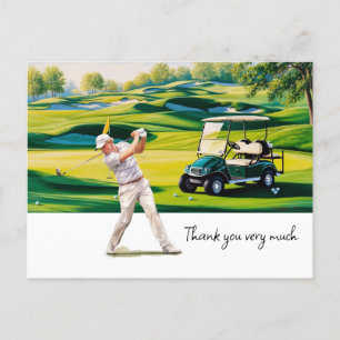 Postale Golfeur en terrain de golf aquarelle carte de reme