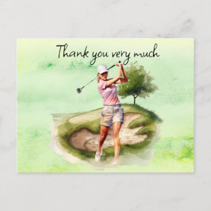 Postale Golfeur sur terrain de golf aquarelle carte de rem
