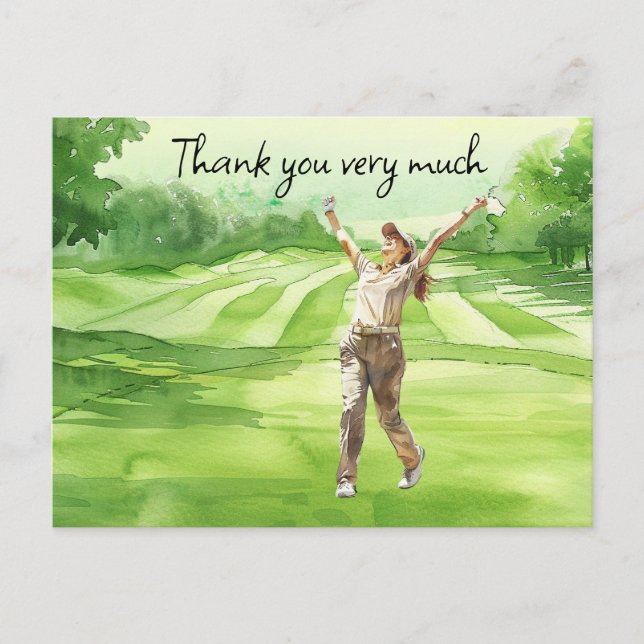 Postale Golfeur sur terrain de golf aquarelle carte de rem (Devant)