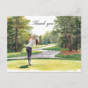 Postale Golfeur sur terrain de golf carte de remerciement