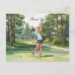 Postale Golfeur sur terrain de golf carte de remerciement