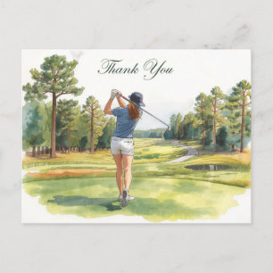 Postale Golfeur sur terrain de golf carte de remerciement