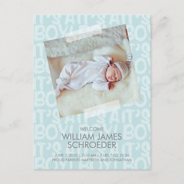Postale Graffiti Blue Baby Faire-part de naissance Carte p (Devant)