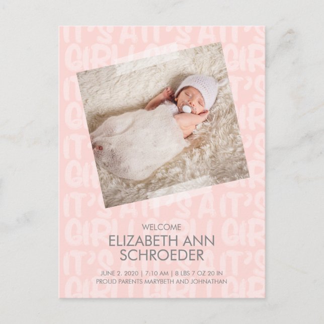Postale Graffiti Pink Baby Faire-part de naissance Carte p (Devant)