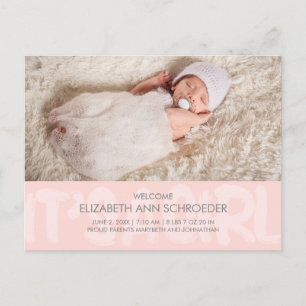 Postale Graffiti Pink Baby Faire-part de naissance Carte p