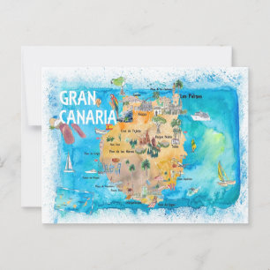 Postale Gran Canary Canarias Espagne Carte illustrée