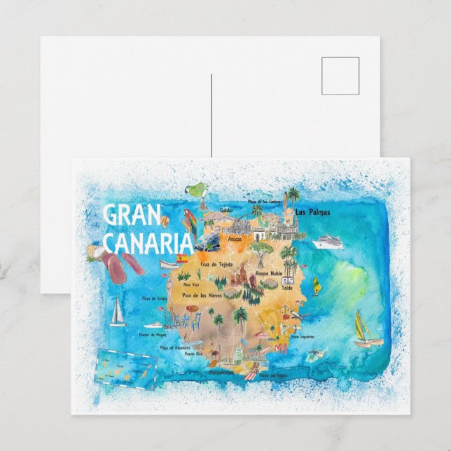 Postale Gran Canary Canarias Espagne Carte illustrée (Devant / Derrière)
