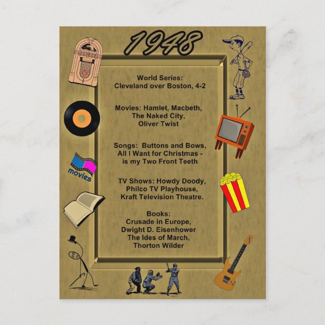 Postale Grande carte d'anniversaire 1948 (Devant)