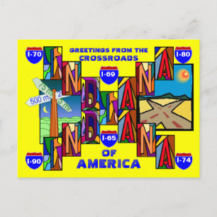 POSTALE GRANDE LETTRE MODERNE INDIANA ACCUEILLE LA CARTE P