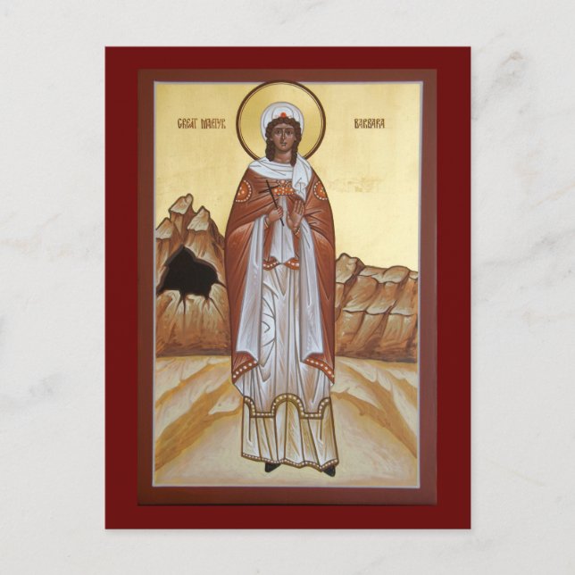 Postale Grande Martyr Barbara Icon Carte de prière (Devant)