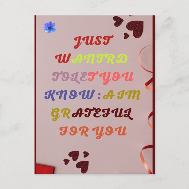 Postale Gratitude juste parce que carte de voeux par SMILE (Devant)