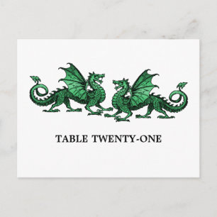 Postale Green Elegant Dragons Numéro de tableau Carte post