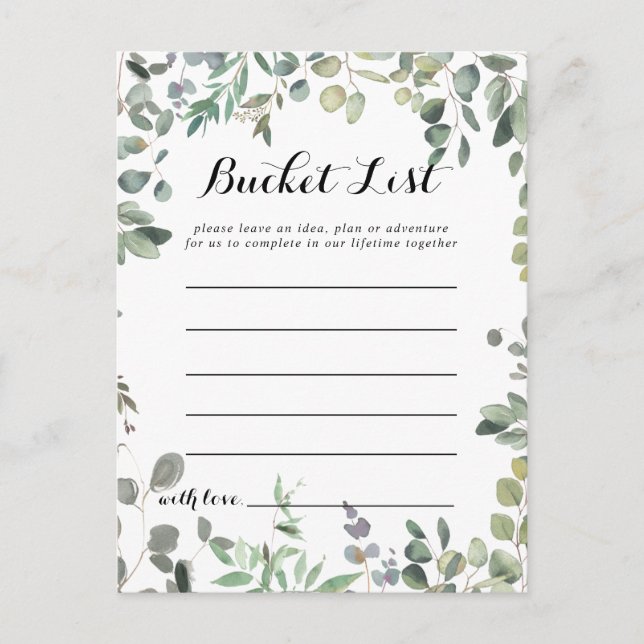 Postale Green Eucalyptus Foliage Delight Bucket List Carte (Devant)