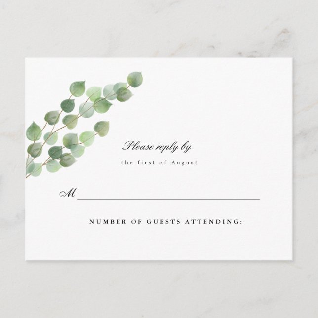 Postale Green Eucalyptus Foliing Mariage Répondre Carte Po (Devant)