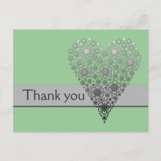Postale Green Flower Heart Carte de remerciements