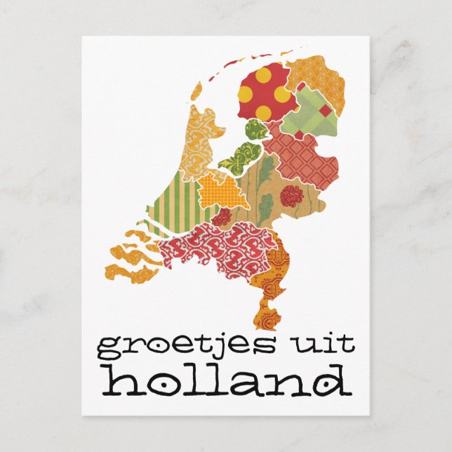 Postale Groetjes Uit Holland Province Carte Style Patchwor (Devant)