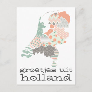 Postale Groetjes Uit Holland Province Carte Style Patchwor