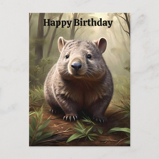 Postale Gros Wombat Australien Brun, Carte d'anniversaire (Devant)