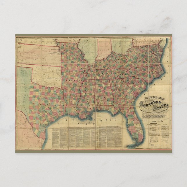 Postale Guerre civile États du Sud Carte de J. Lloyd (1862 (Devant)