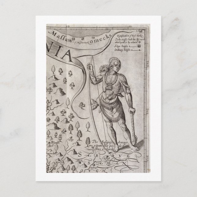 Postale Guerrier de Susquehannock, détail de la carte de V (Devant)