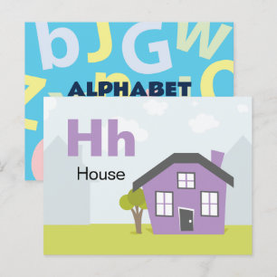 Postale H est pour House - Carte Flash Alphabet