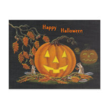 Halloween, carte postale, chipmunk, Jack-o-Lantern