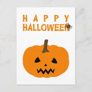 Postale Happy Halloween texte et Citrouille sur carte post