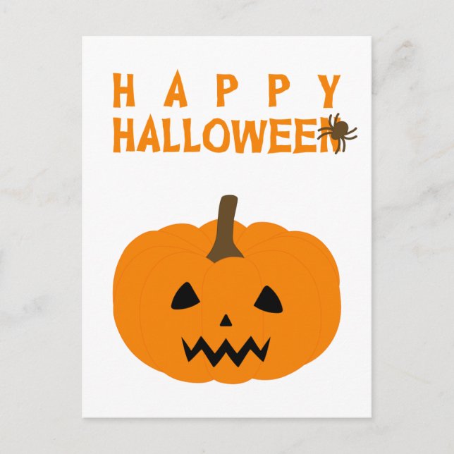 Postale Happy Halloween texte et Citrouille sur carte post (Devant)