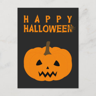 Postale Happy Halloween texte et Citrouille sur carte post