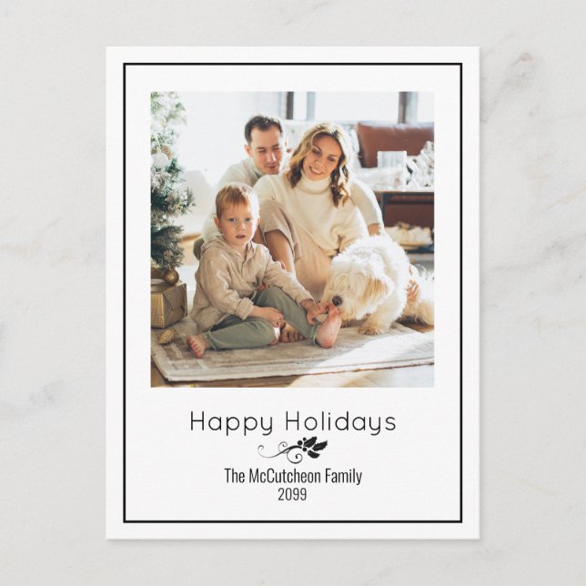Postale Happy Holidays Simple Elegant Une Photo Carte Post (Devant)