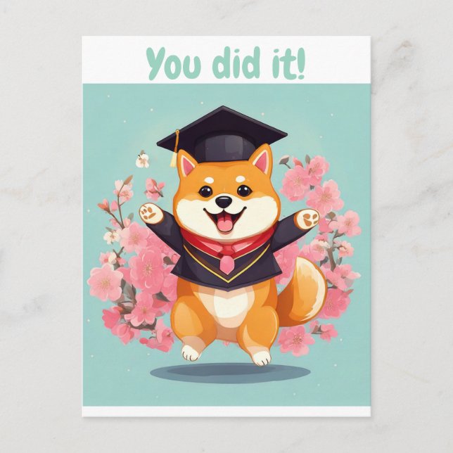 Postale happy shiba inu graduation - carte de graduation (Devant)