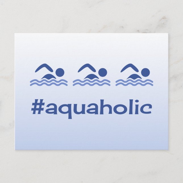 Postale Hashtag bleu nageurs amusant aquaholic carte posta (Devant)