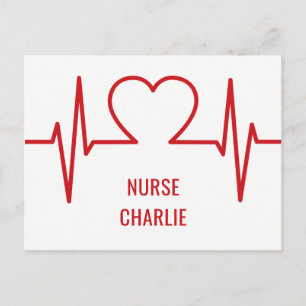 Postale Heart EKG personnalisé nom & occupation carte post
