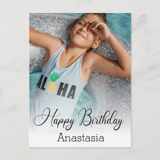 Postale heureux anniversaire carte photo de calligraphie m (Devant)