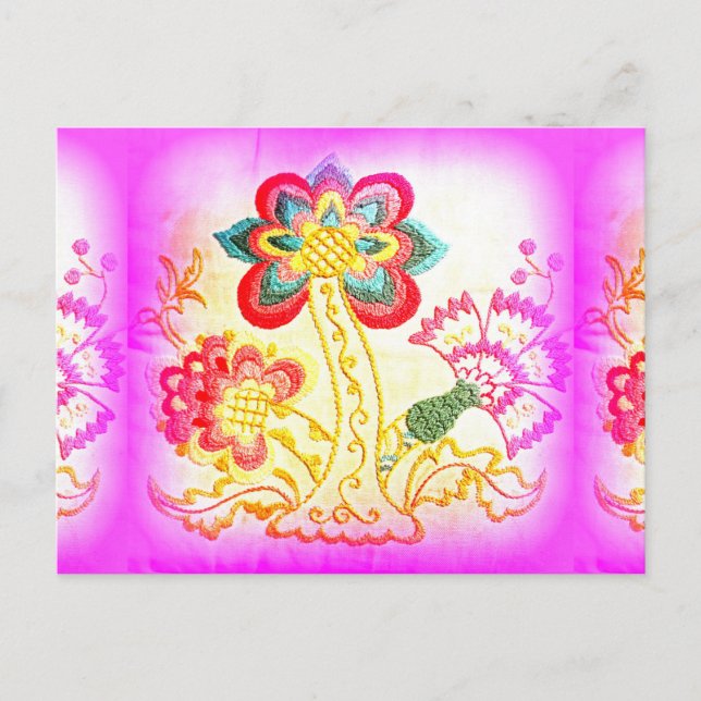 Postale hippie super psychédélique palmier rose carte post (Devant)